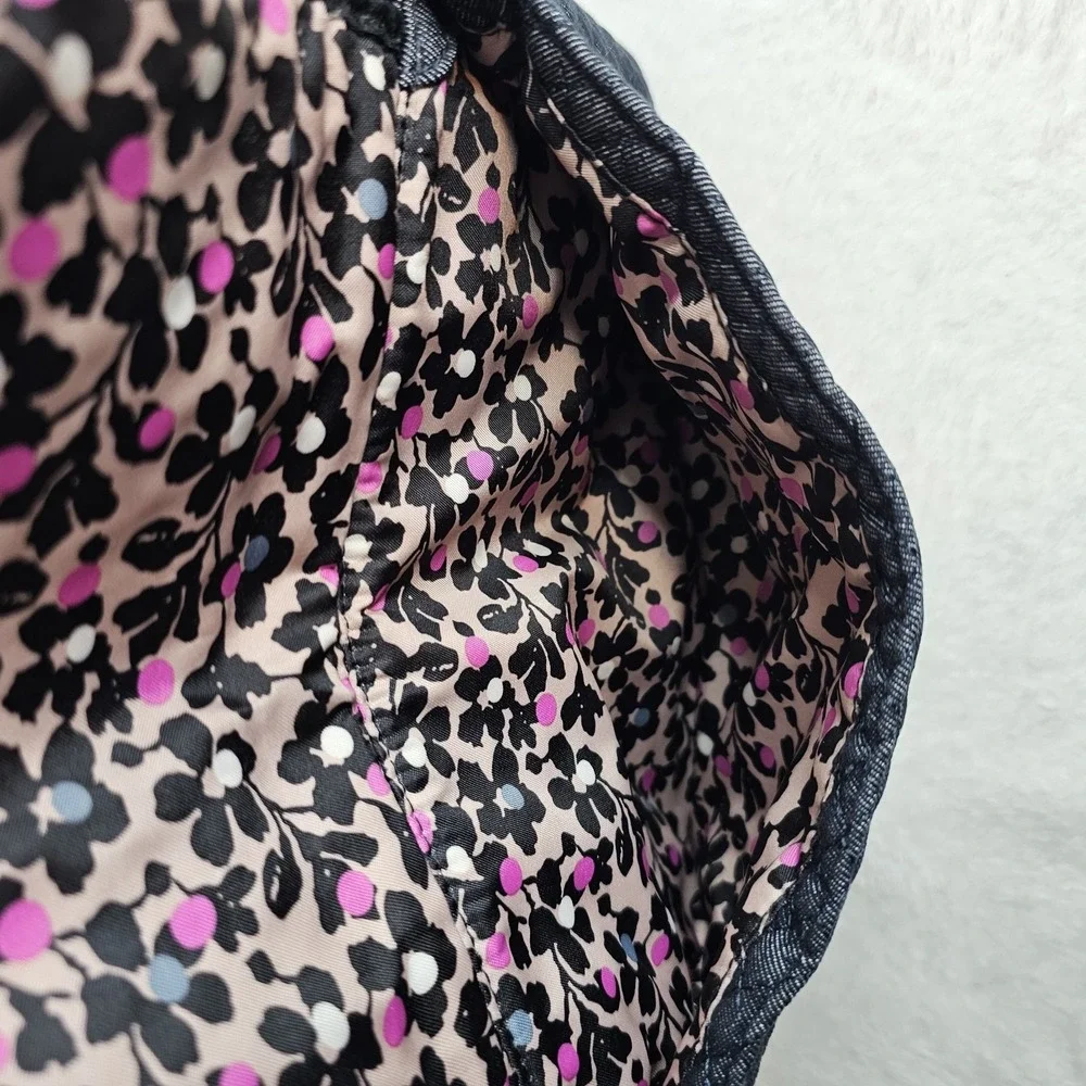Vera Bradley Classic Denim Navy Carson East West Tote Faux Leather Trim